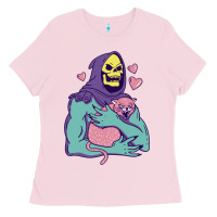 Bubblegum Pink skeletor's hug cat Ladies Tee - artisFamous