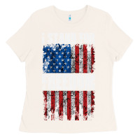 Bone I STAND FOR FREEDOM WITH A DISTRESSED AMERICAN FLAG Ladies Tee - artisFamous