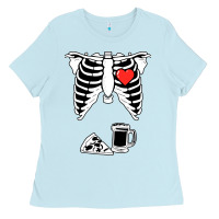 Baby Blue dad skeleton halloween beer pizza Ladies Tee - artisFamous