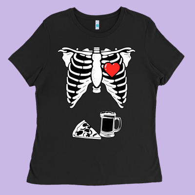 Dad Skeleton Halloween Beer Pizza Ladies Tee Designed By Artisfamous