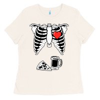 Bone dad skeleton halloween beer pizza Ladies Tee - artisFamous