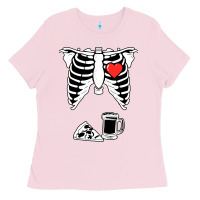 Bubblegum Pink dad skeleton halloween beer pizza Ladies Tee - artisFamous