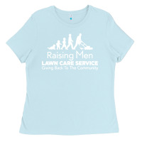 Baby Blue raising men lawn care Ladies Tee - artisFamous