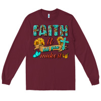Burgundy Faith It Till You Make It Long Sleeve Tee - BundleAndBundleShop