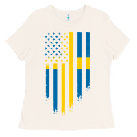Bone Sweden Swedish Roots American Flag | Canadian Roots Ladies Tee - artisFamous