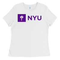 White nyu new york university purple Ladies Tee - artisFamous