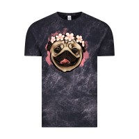 Cloud Black pug floral Vintage Tee - Jasminsmagicworld