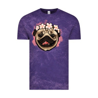 Cloud Purple pug floral Vintage Tee - Jasminsmagicworld