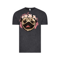 Vintage Black pug floral Vintage Tee - Jasminsmagicworld