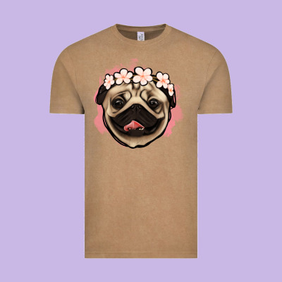 Pug Floral Vintage Tee Designed By Jasminsmagicworld