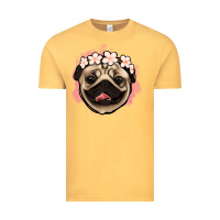 Vintage Mustard pug floral Vintage Tee - Jasminsmagicworld
