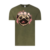 Vintage Olive pug floral Vintage Tee - Jasminsmagicworld