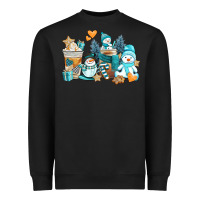 Black winter snowman coffee cups Heavyweight Sweatshirt - AdoDesignShop