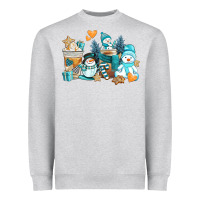 Heather Grey winter snowman coffee cups Heavyweight Sweatshirt - AdoDesignShop