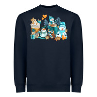 Navy winter snowman coffee cups Heavyweight Sweatshirt - AdoDesignShop