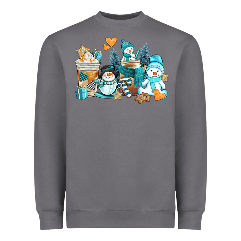 Winter Snowman Coffee Cups Heavyweight Sweatshirt by AdoDesignShop | Teevron