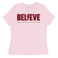 Bubblegum Pink taylor heinicke believe Ladies Tee - artisFamous