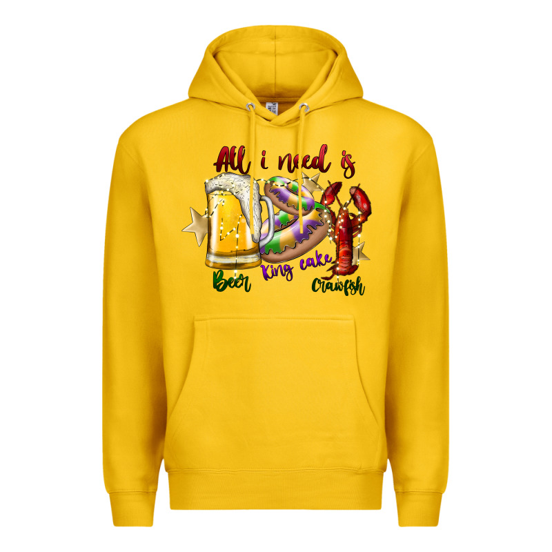 All I Need Is Beer King Cake Crawfish Premium Hoodie by SublimationCraftShop | Teevron