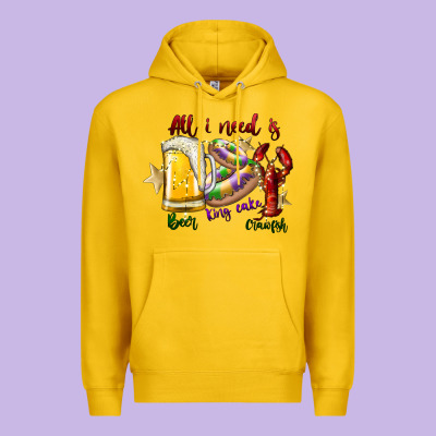 All I Need Is Beer King Cake Crawfish Premium Hoodie Designed By Sublimationcraftshop