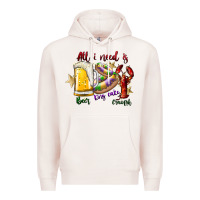 Pale Pink all i need is beer king cake crawfish Premium Hoodie - SublimationCraftShop