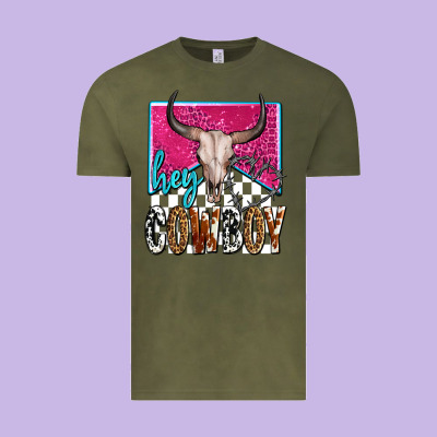 Western Hey Cowboy Vintage Tee Designed By Oliviacreatesart