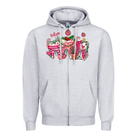 Heather Grey pink christmas teeth Zipper Hoodie - AdoDesignShop