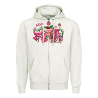 Oatmeal Heather pink christmas teeth Zipper Hoodie - AdoDesignShop