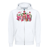 White pink christmas teeth Zipper Hoodie - AdoDesignShop