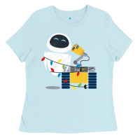 Baby Blue wall e eve christmas light wrap graphic t shirt Ladies Tee - artisFamous