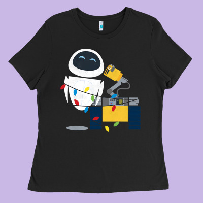 Wall E Eve Christmas Light Wrap Graphic T Shirt Ladies Tee Designed By Artisfamous