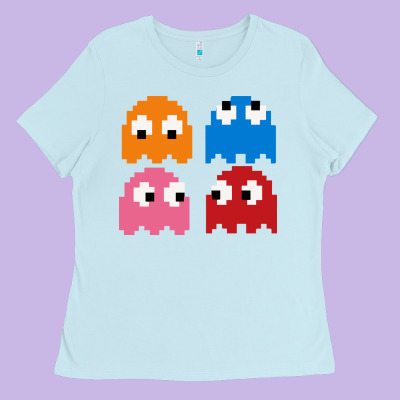 Pacman Ghosts Cool Retro 80s Ladies Tee Designed By Artisfamous