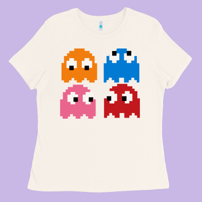 Pacman Ghosts Cool Retro 80s Ladies Tee Designed By Artisfamous