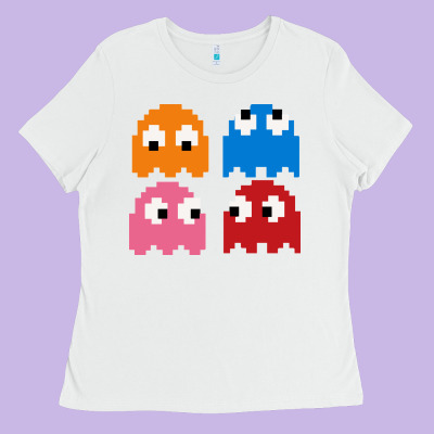 Pacman Ghosts Cool Retro 80s Ladies Tee Designed By Artisfamous