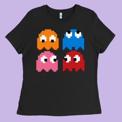 Pacman Ghosts Cool Retro 80s Ladies Tee Designed By Artisfamous