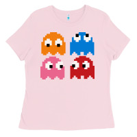 Bubblegum Pink pacman ghosts cool retro 80s Ladies Tee - artisFamous