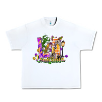 White Louisiana LA Mardi Gras Urban Heavy Tee - FaDigitalArtStudio