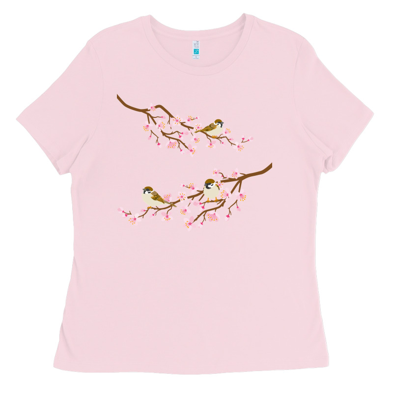 Cherry Blossom Sakura With Bird Ladies Tee by artisFamous | Teevron