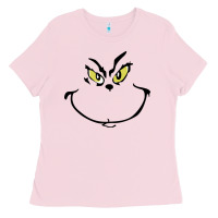 Bubblegum Pink Grinch Face Ladies Tee - artisFamous