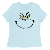 Baby Blue Grinch Face Ladies Tee - artisFamous