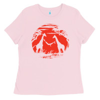 Bubblegum Pink giraffe Ladies Tee - artisFamous