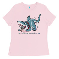 Bubblegum Pink Sharkdog Sticker Ladies Tee - artisFamous