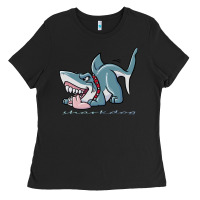 Black Sharkdog Sticker Ladies Tee - artisFamous