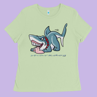 Sharkdog Sticker Ladies Tee Designed By Artisfamous