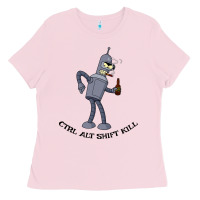 Bubblegum Pink Futurama Ctrl Alt Shift Kill Bender Ladies Tee - artisFamous