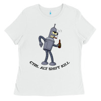 White Futurama Ctrl Alt Shift Kill Bender Ladies Tee - artisFamous