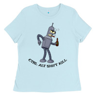 Baby Blue Futurama Ctrl Alt Shift Kill Bender Ladies Tee - artisFamous