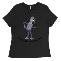 Black Futurama Ctrl Alt Shift Kill Bender Ladies Tee - artisFamous