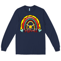 Navy Softball Rainbow Long Sleeve Tee - RanaPortraitStore