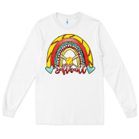 White Softball Rainbow Long Sleeve Tee - RanaPortraitStore