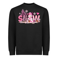 Black pink snowman and snow Heavyweight Sweatshirt - AdoDesignShop